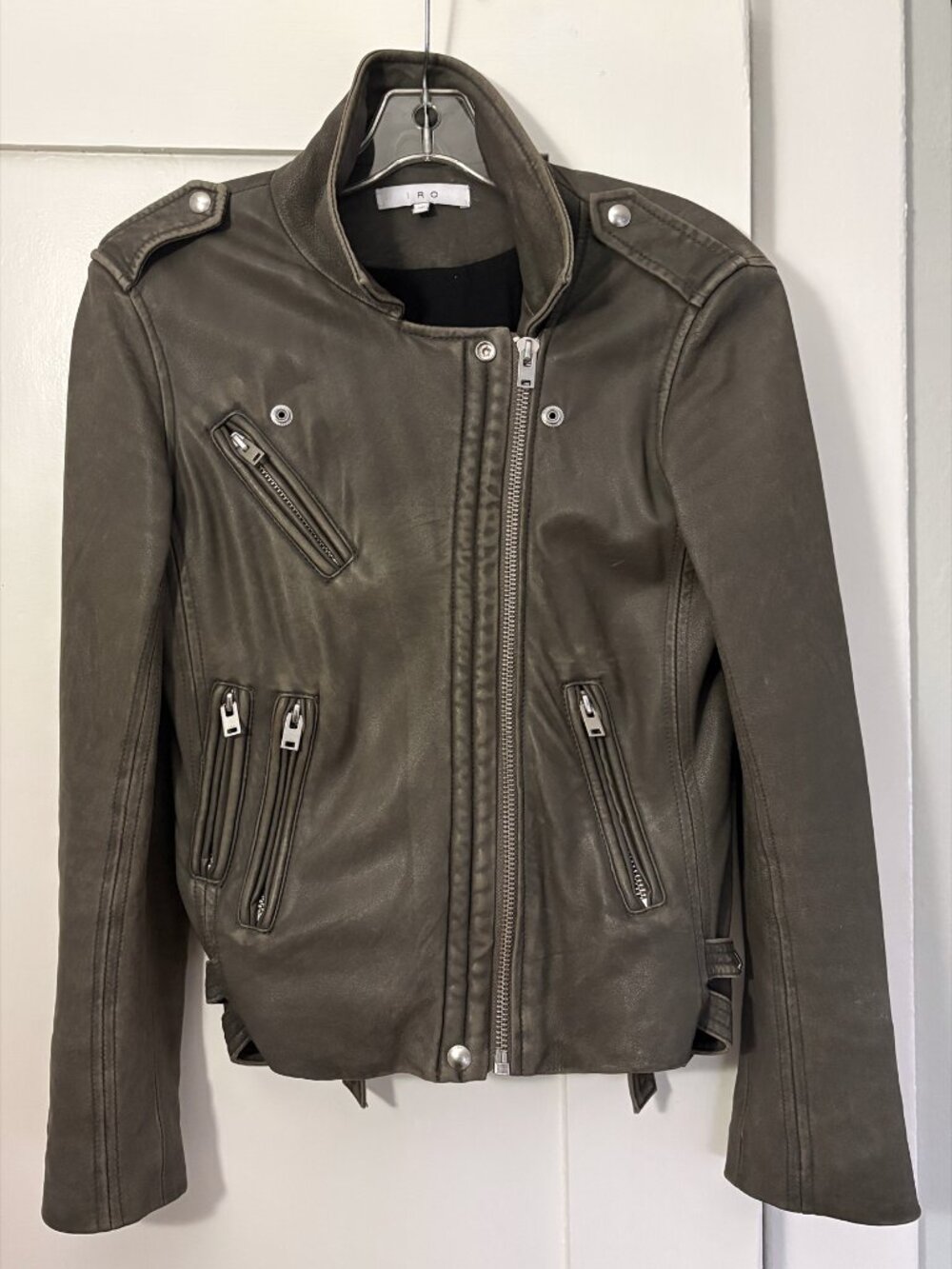 IRO Buttery Lambskin Moto Jacket - Distressed Taupe - MINT Condition